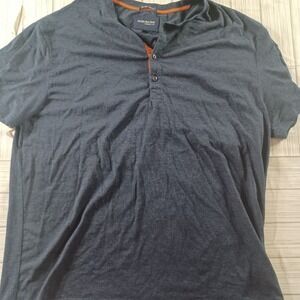 Jachs New York Chelsea Henley Mens XL Short Sleeve Button Shirt Gray Blue 13082